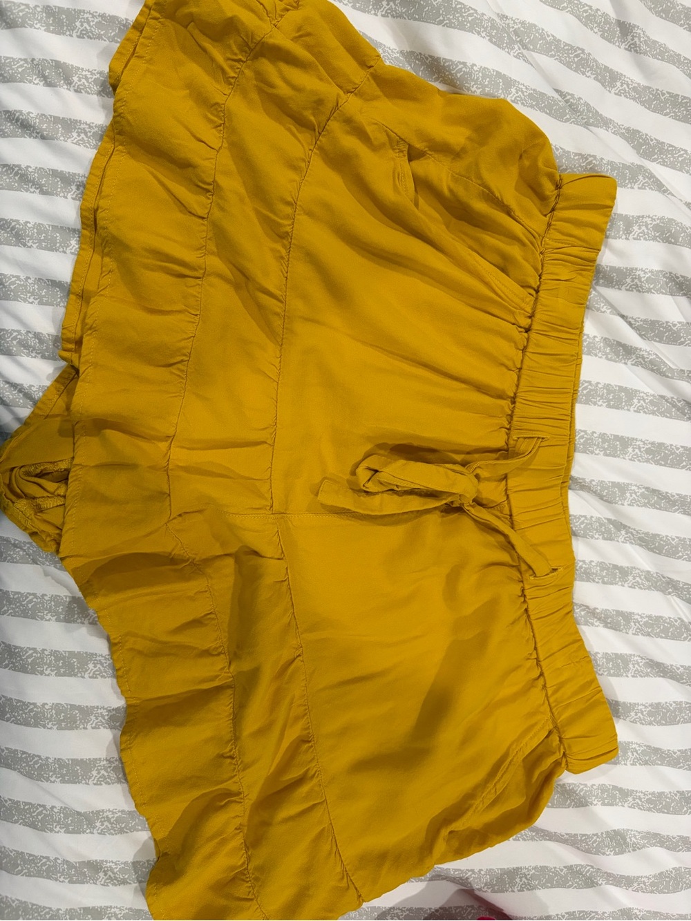 SO Mustard Yellow Ruffle Tie-Waist Shorts